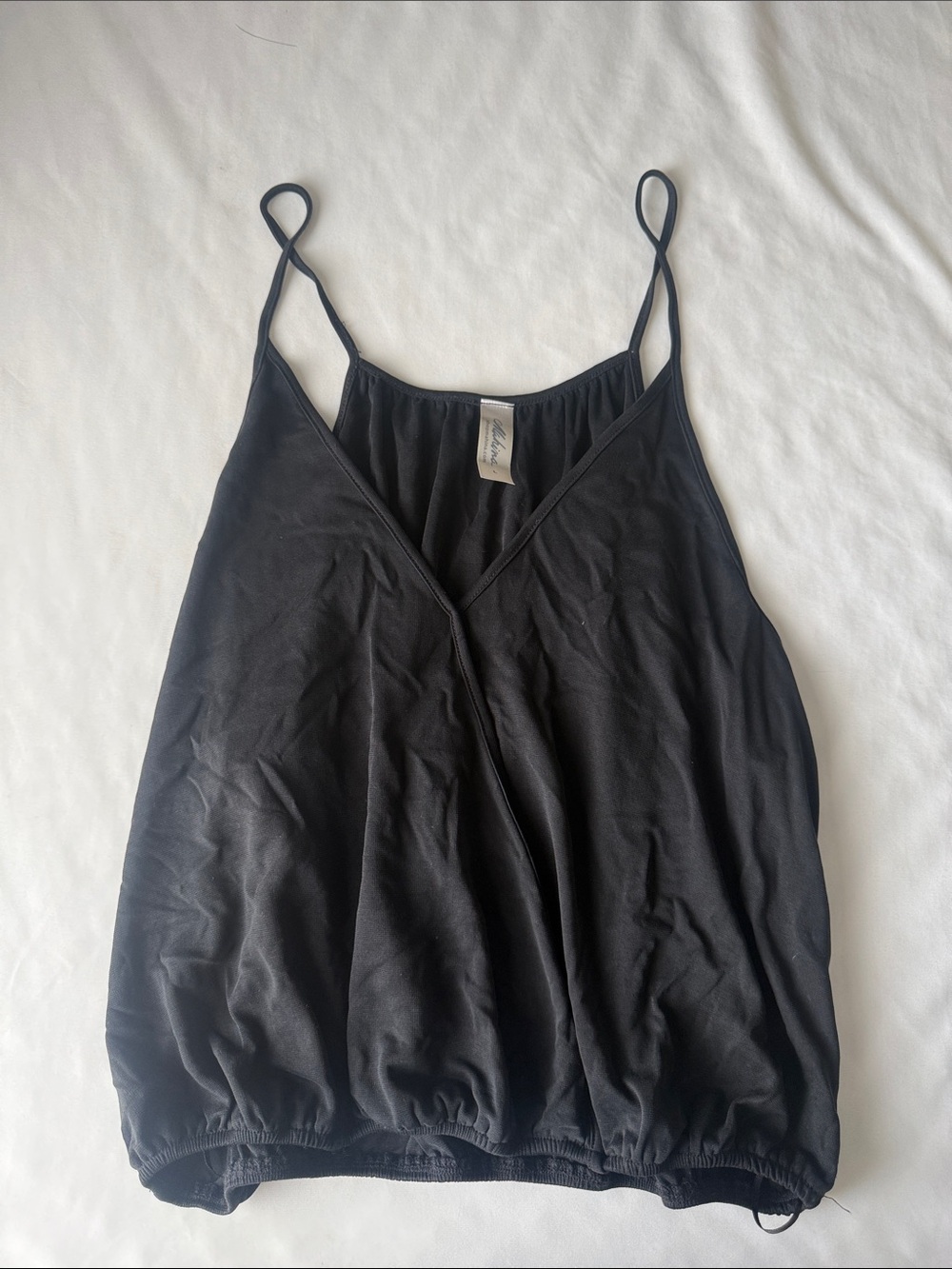 mahina Black V-Neck Bubble Hem Camisole